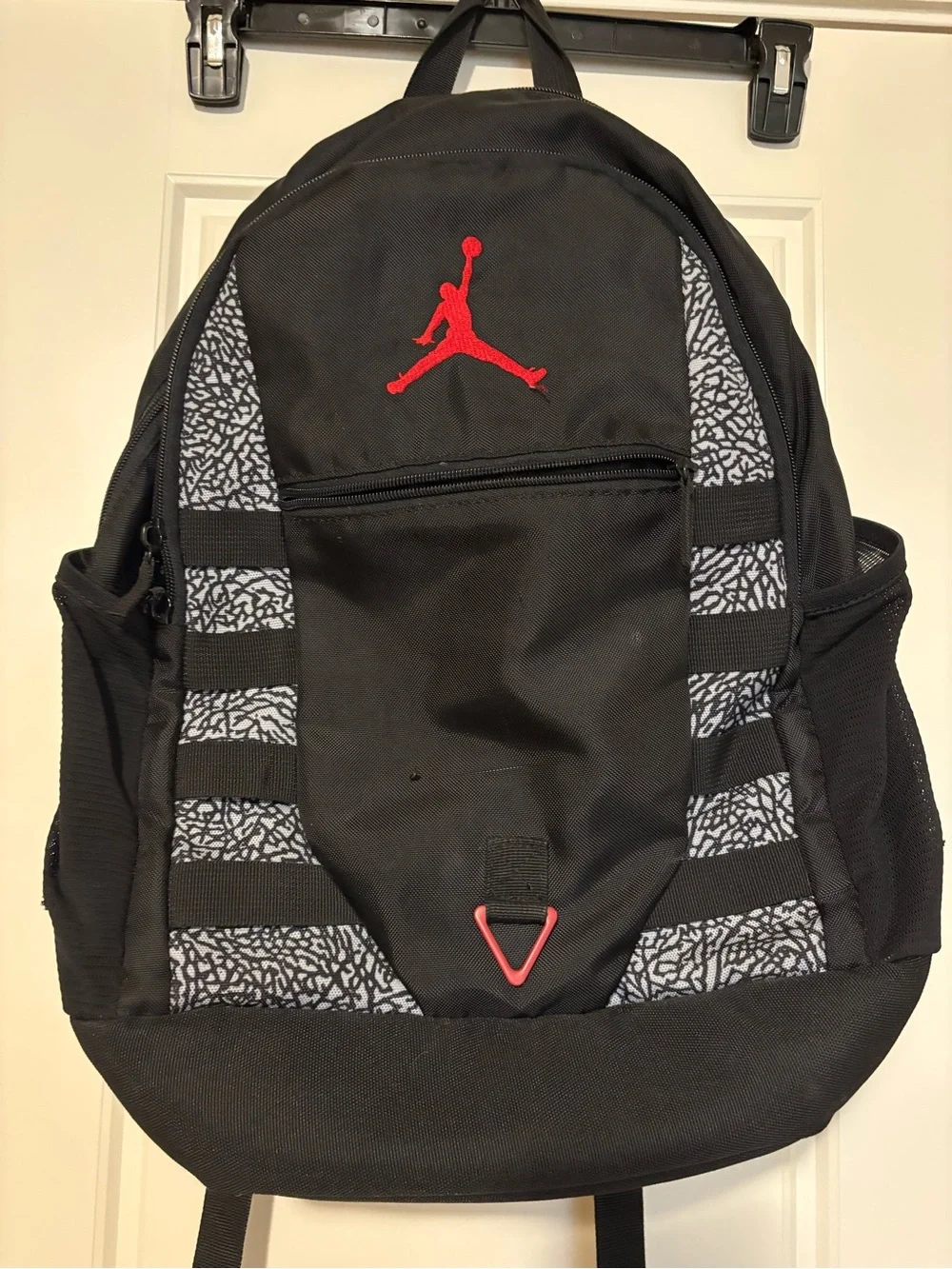 Jordan Black Backpack with Red Jumpman and Grey Elephant Print